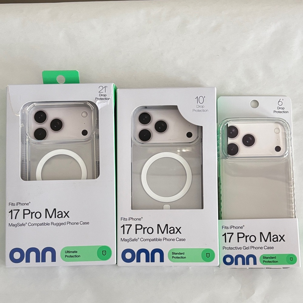 Onn iPhone 17 Pro Max Case lot rugged, and standard protection New open box